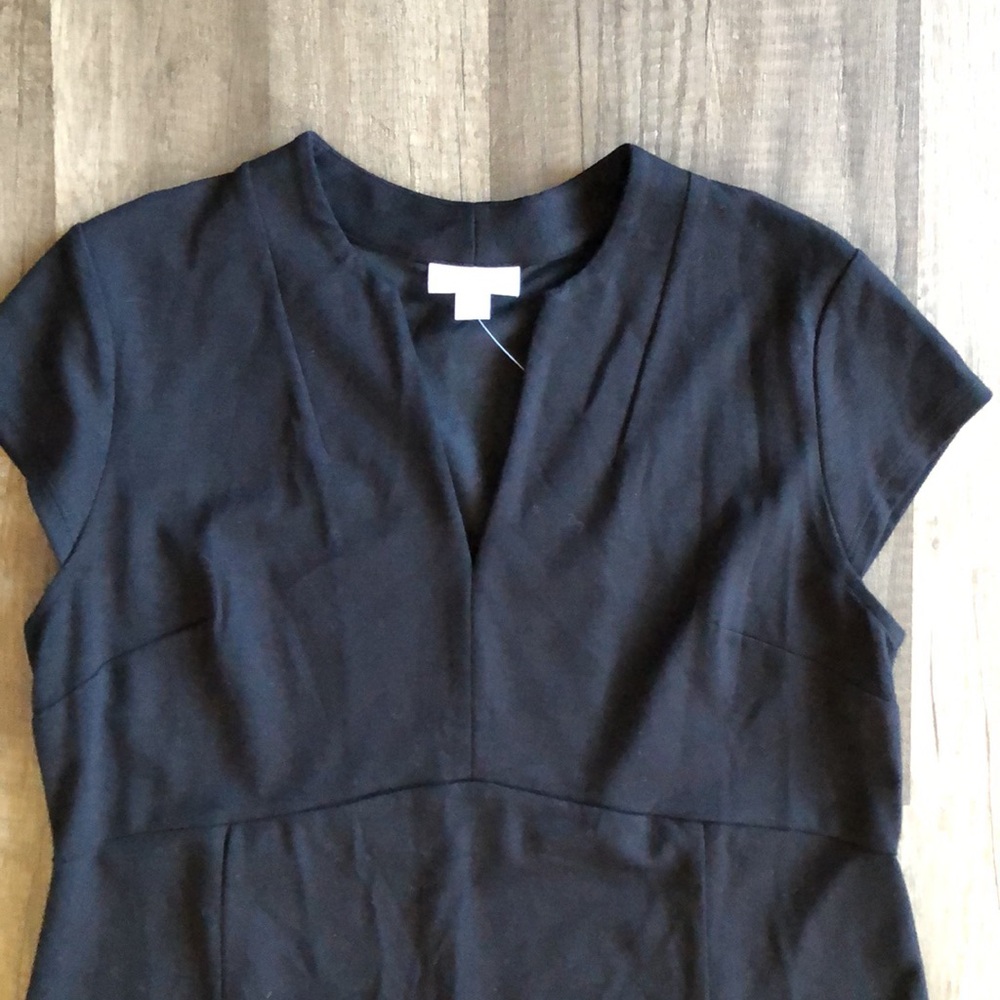 J. Jill Black Cap Sleeve V Neck Rayon Dress Small Petite NEW - Picture 4 of 9